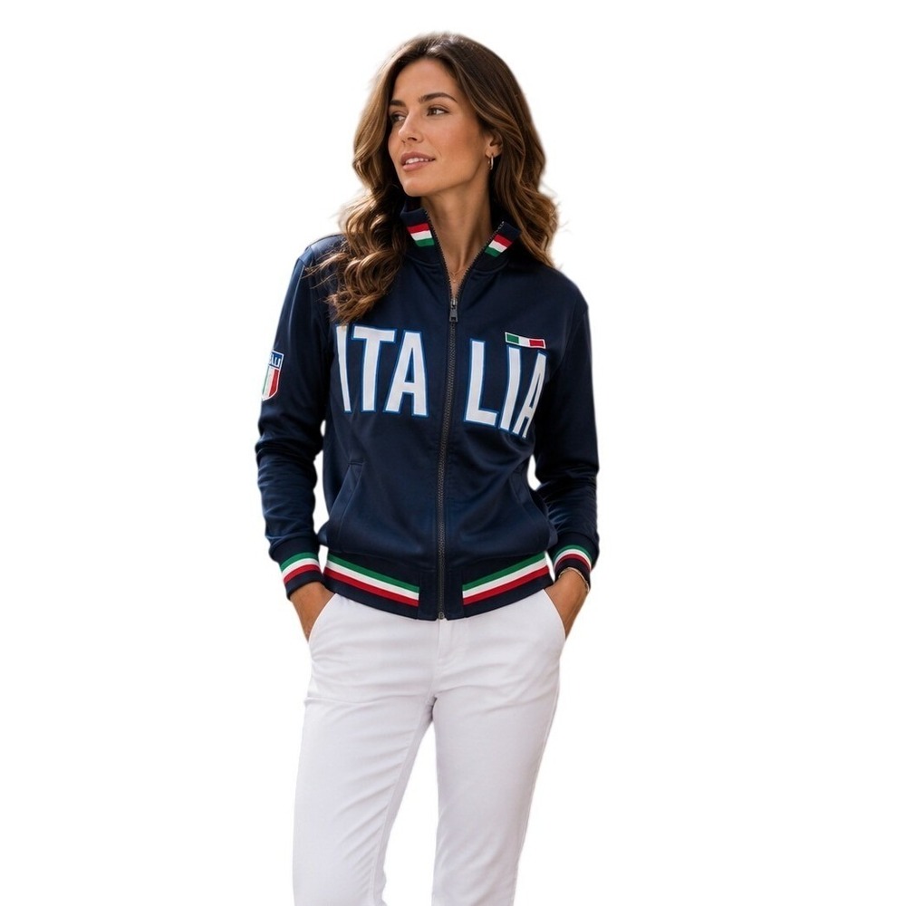 Star Venezia Women's Italy Embroidered Full Zip Long Sleeve Bomber Jacket Size S